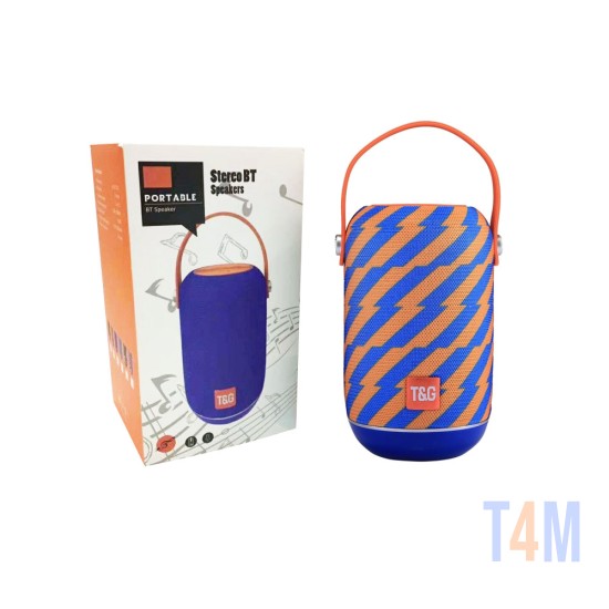 T&G PORTABLE BLUETOOTH SPEAKER TG-107 HANDS-FREE CALLS/TF/AUX/FM V4.2 WITH HANDLE ORANGE BLUE